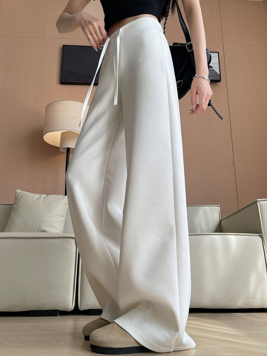 Women's Summer Lightweight 2025 New Straight-Leg Sweatpants, Loose Lazy Casual Wide Leg Pant for Petite - White