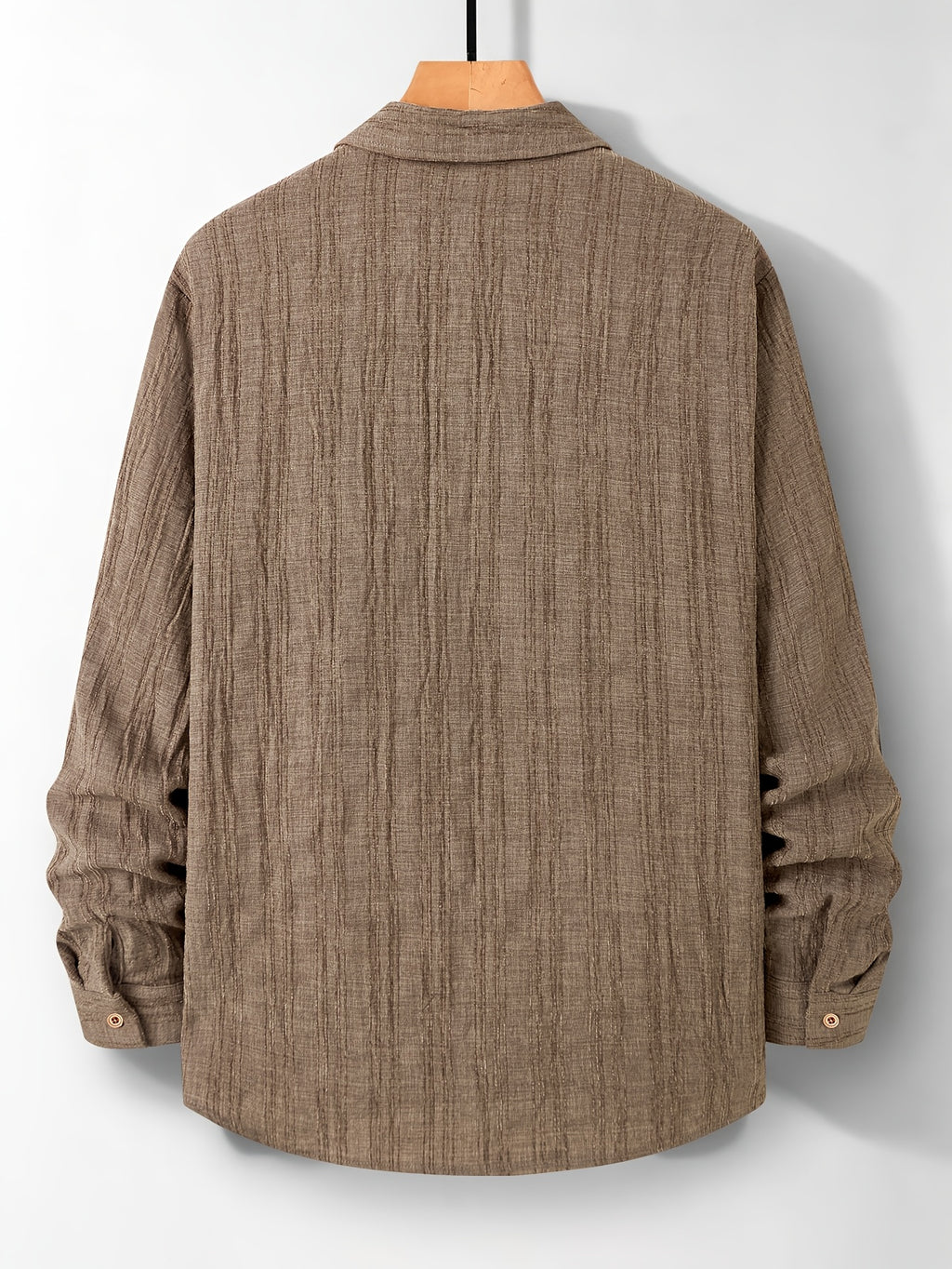 Autumn/Winter Fashion Casual Men's Shirt, Simple Style with Lapel and Button-Front Design, Layering-Friendly, Loose Fit Suitable for Daily Work Wear, Outdoor Shopping, and Vacation Outings, Can Be Given as a Men's Gift - 【Brown】