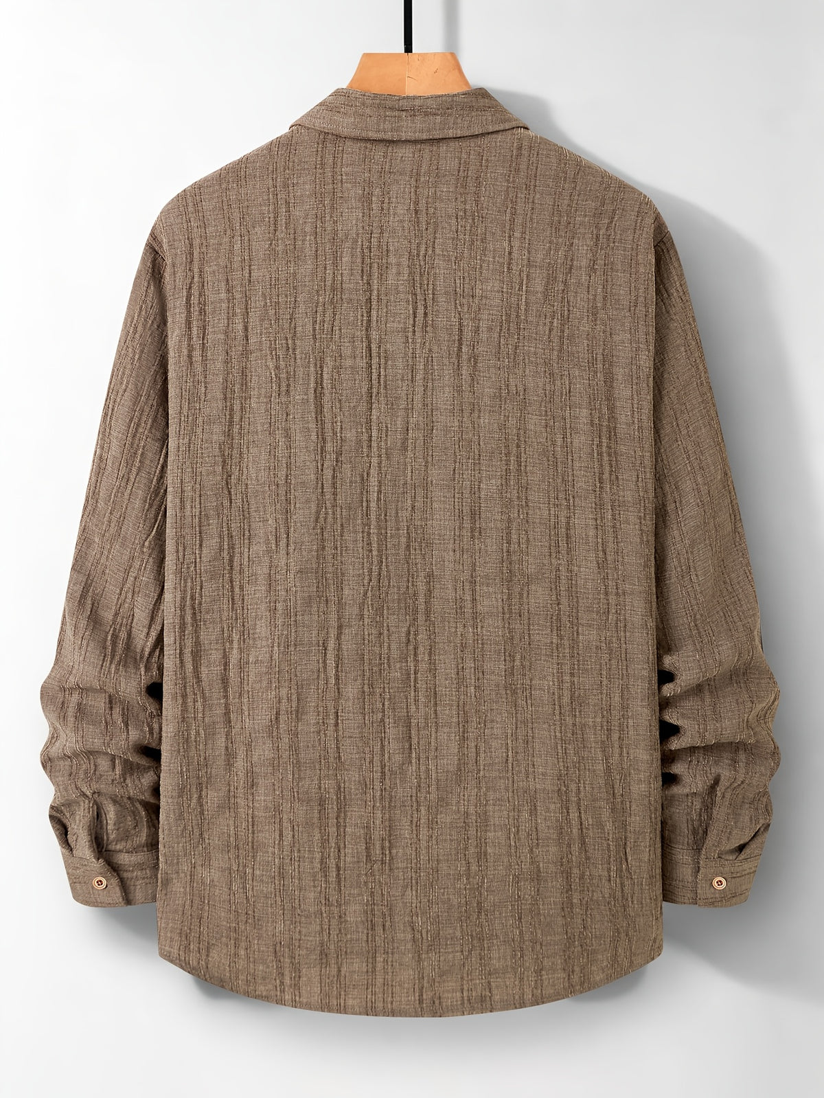 Autumn/Winter Fashion Casual Men's Shirt, Simple Style with Lapel and Button-Front Design, Layering-Friendly, Loose Fit Suitable for Daily Work Wear, Outdoor Shopping, and Vacation Outings, Can Be Given as a Men's Gift - 【Brown】