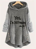 Targeted Development, Fashion Women'S Casual Fall/Winter Hooded Long Sleeve Printed Button-Up Trousers Set - Dark Gray