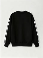 Comfortable And Versatile Women'S Clothing, Casual Long-Sleeve Crewneck Sweatshirt with Fun Printed Patterns And Double Stripes, for Women - Black