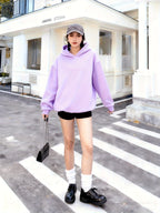Women's Casual Printed Hoodie - Pink with Pattern Design, Self-Expression Text, Machine Washable, Regular Fit for Autumn/Winter, Suitable for Daily Wear, Home, and Outdoor - Fashionable Women's Hoodie, Comfortable Hooded Sweatshirt - Purple