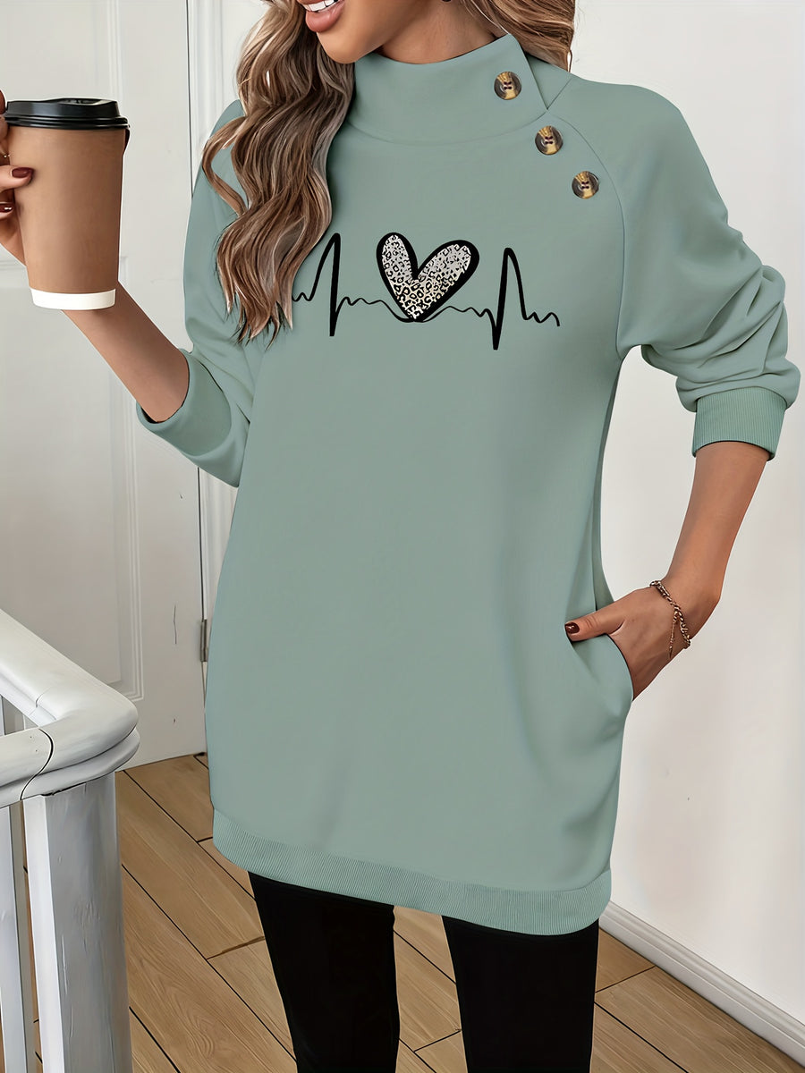Women's Fashion High-Neck Sweatshirt - Viridity