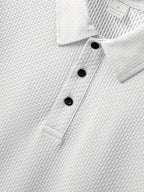 3pcs Men'S Casual Polo Shirt Set, Creative Print Patterns, Short Sleeve, Golf And Outdoor Sports Apparel, Breathable Comfortable Fabric, Regular Fit - Black+Dark Grey+White