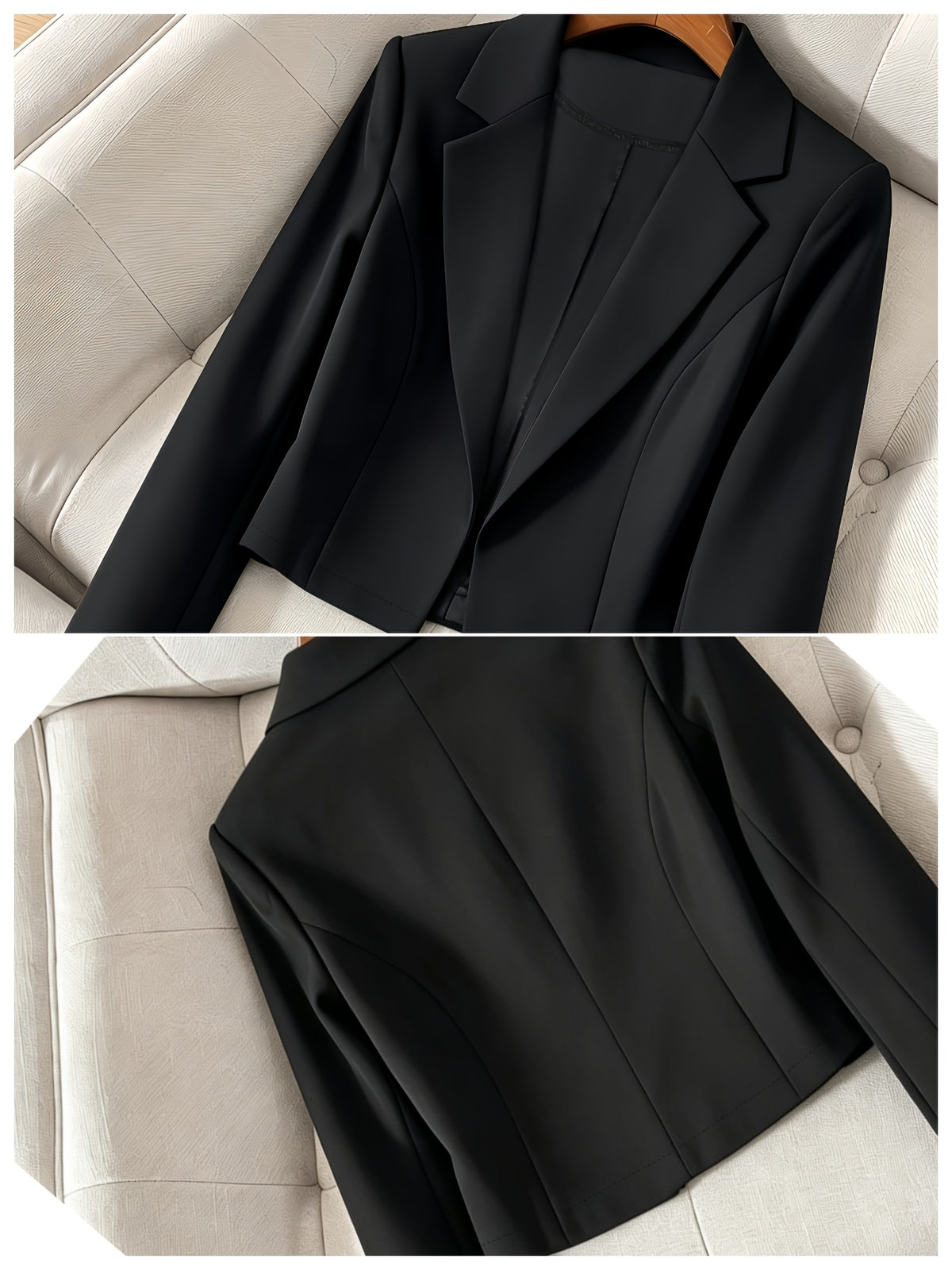 Elegant Women'S Short Fitted Blazer, Commute, Versatile (Unlined) - Black