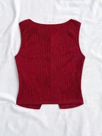 Women'S Fashion Bow Tie Decorated Vest - Burgundy