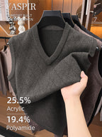 Men'S Knit Vest Sweater for Autumn And Winter, Classic V-Neck Striped Design, Easy Elegant Old Money Style Warm And Cold-Resistant, Suitable for Daily Commute, Office, Outdoor Leisure, Sports, Hiking, Camping, Holiday Gift for Father Or Husband - Olive
