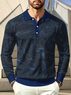 Men's Long Sleeve Polo Shirt, Contrast Color Lapel with Three-Button Collar, American Vintage Loose Fit Long Sleeve T-Shirt, Versatile Apparel for Spring/Autumn Daily Commuting, Outings, and Golf, Available in Multiple Sizes for Everyday Casual - Mixed colors