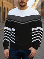 2pcs Men'S Round Neck Sweatshirt Set - Casual Print Top, Outdoor Leisure Style Round Neck Sweatshirt, Basic Versatile Style with Print - Mixed colors