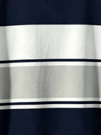 Men'S Casual Round Neck T-Shirt, Geometric Pattern Patchwork Striped Design, Drapey Fashion Top, All-Season Wear, Breathable Regular Fit for Casual And Formal Outfits - Round Neck Casual Top, Comfortable Wear, Gift for Teens And Adults - Mixed colors