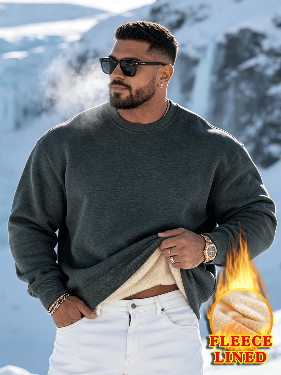 New Autumn/Winter Fashion Streetwear Style Men's Trendy Crew Neck Long Sleeve Top, Casual and Comfortable Loose-Fit Versatile Sweatshirt Jacket for Spring/Autumn - Dark Gray