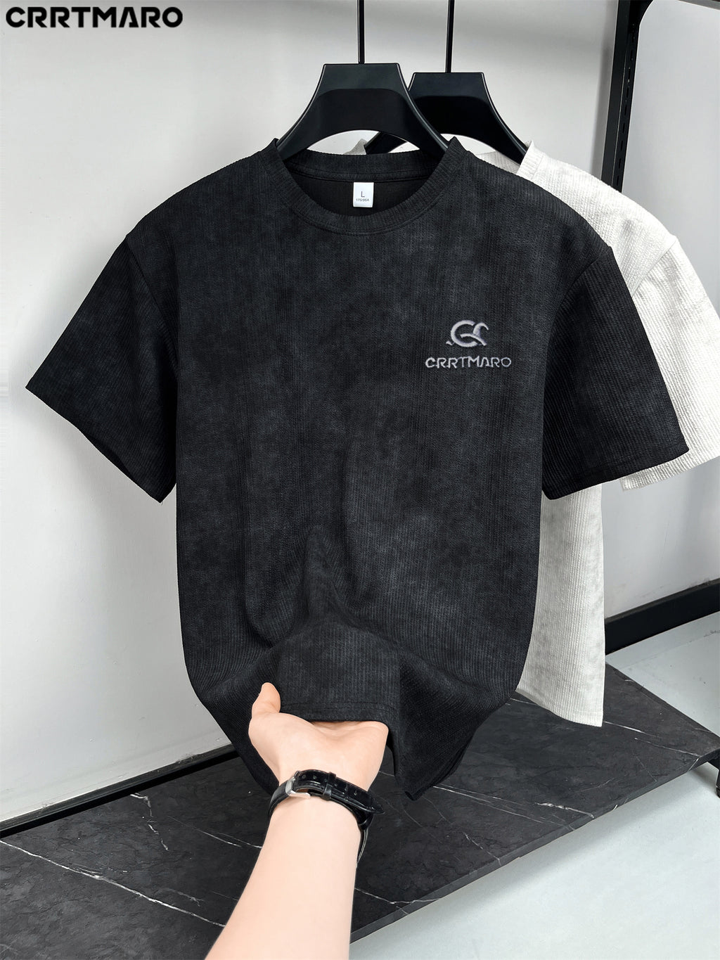 CRRTMARO Men'S T-Shirt Classic Short Sleeve Stand Collar Men'S Solid Color Casual T-Shirt Outdoor Casual Men'S Wear Easy May - Black