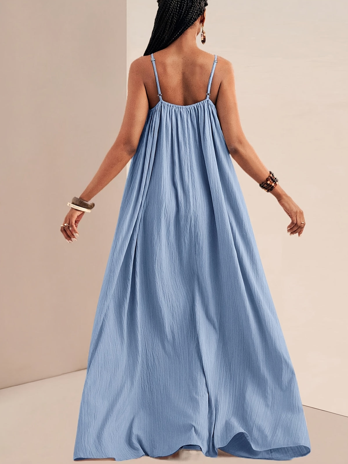 Women'S Solid Color Cami Dress - Sky Blue