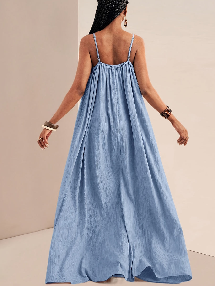 Women'S Solid Color Cami Dress - Sky Blue