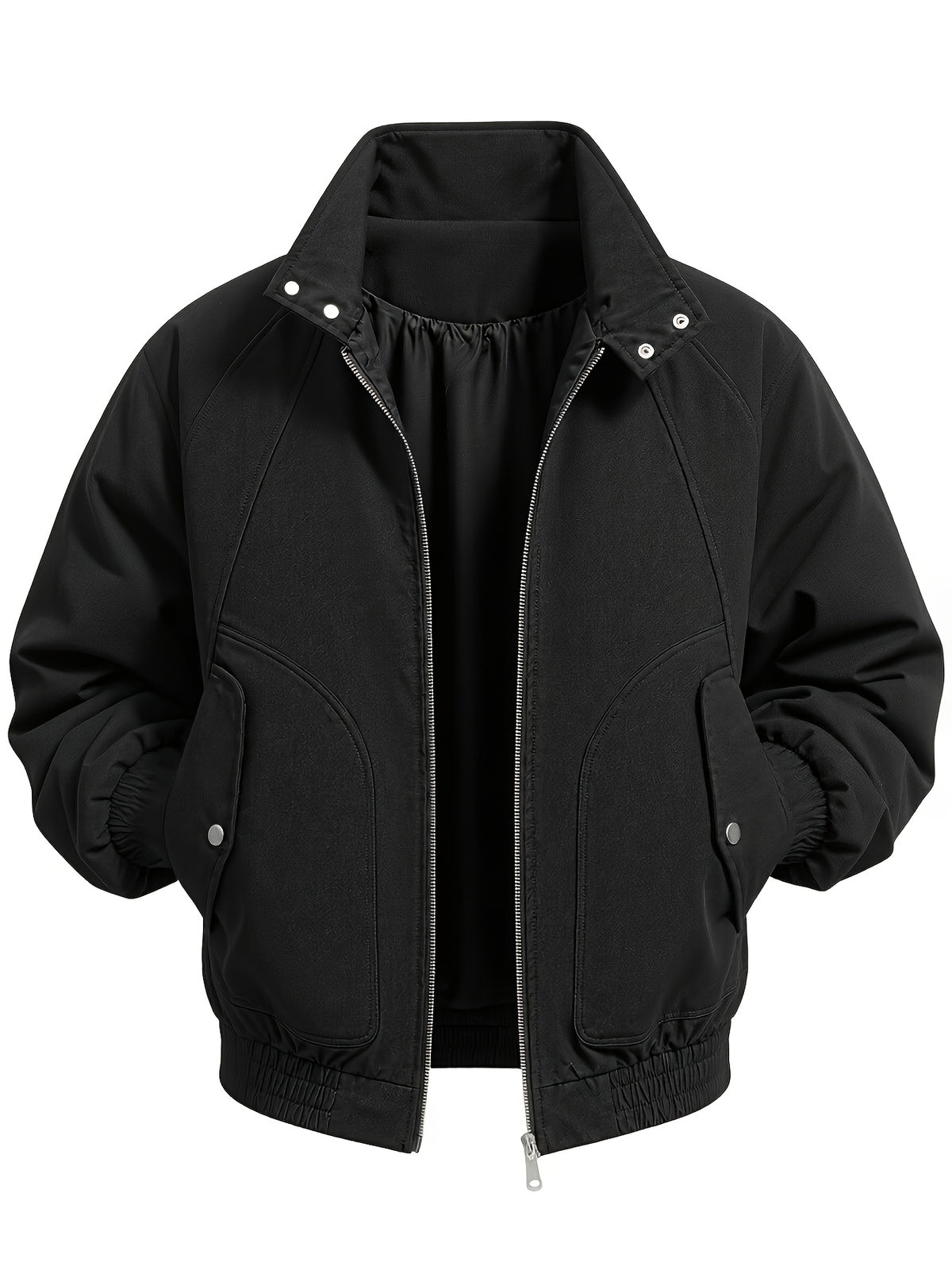 2026 New Men'S Stand-Up Collar Jacket, Windproof Premium Lightweight Breathable Durable Comfortable Fabric, Loose Casual Fit Outerwear, Suitable for Streetwear, Daily Leisure, Commuting, And Outdoor Travel, Full Zipper Closure - Black