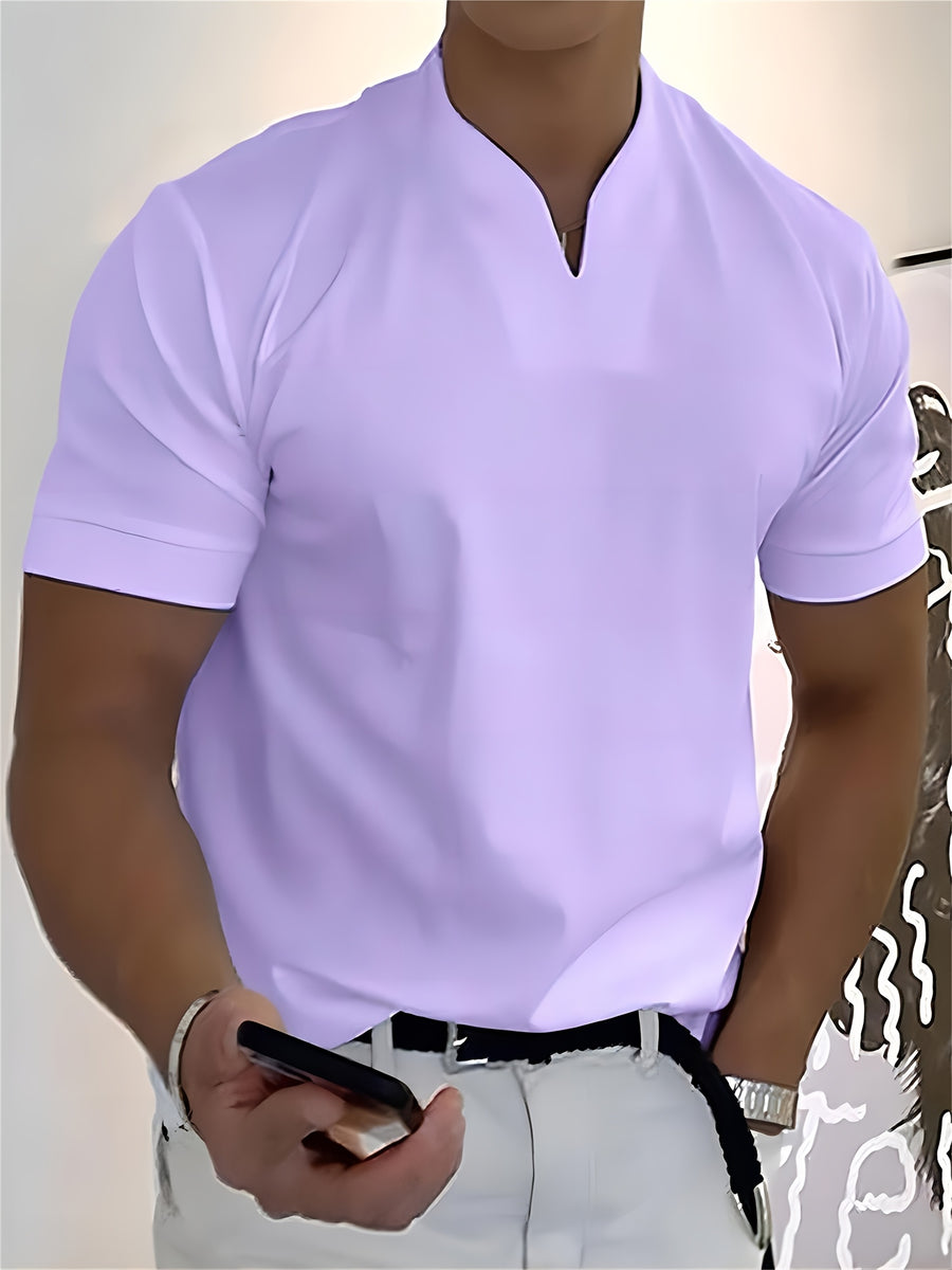 A 2026 New Style Men'S Summer Casual Sports V-Neck T-Shirt, Featuring a Street Fashion V-Neck Design, a Lightweight And Breathable Training Shirt for Exercise And Fitness, Suitable As a Base Layer for Daily Wear - Violet