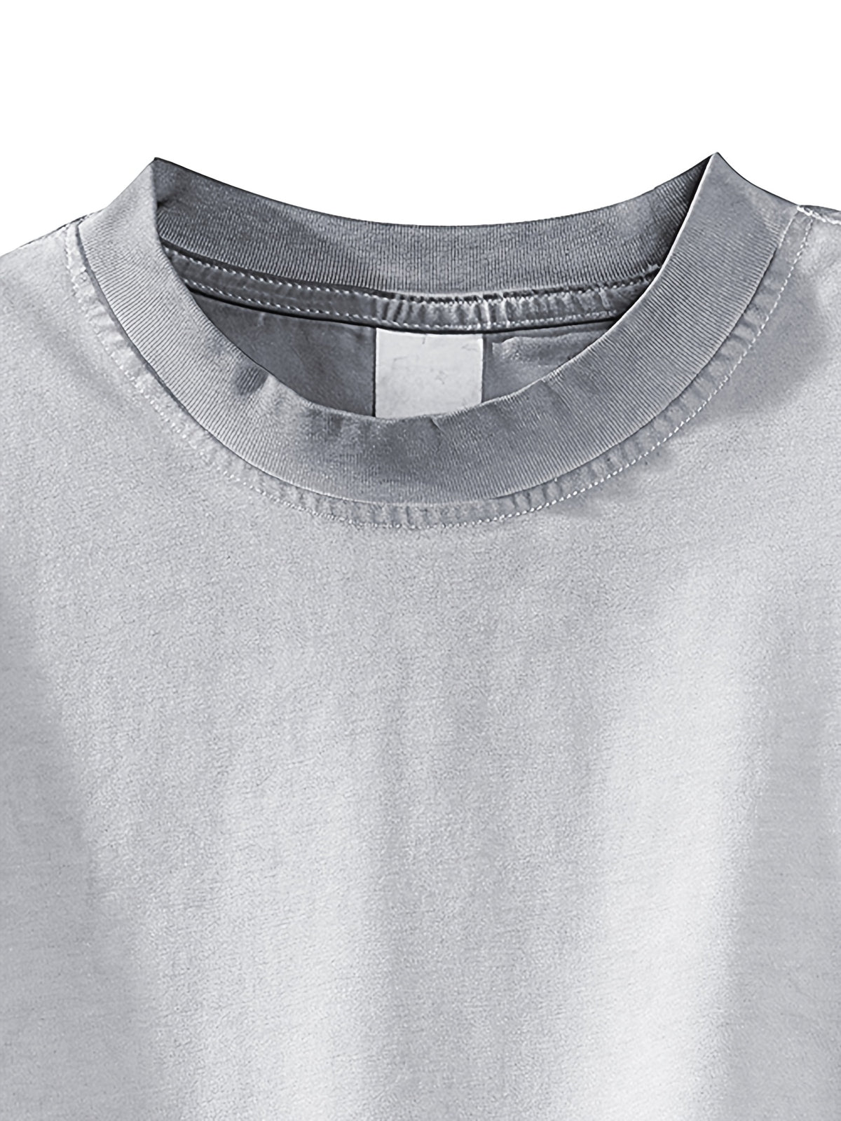 American-style Short-sleeve Men's Top, Featuring Gradient Fading and Distressed Effects, with a Fashionable Hem and Sleeve Patchwork Technique, Offering a Versatile Casual Streetwear Style - Light Grey