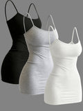 3pcs Women'S Easy Fashion Casual Dresses - White+gray+black