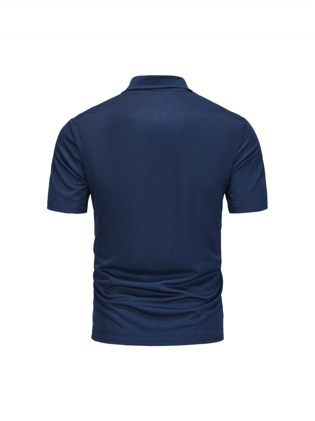 Two-pc Men's Zippered Polo Shirt, New Men's Business Travel Lapel Polo Short Sleeve, Particularly Stylish Short Sleeve Top - Navy Blue + Light Blue