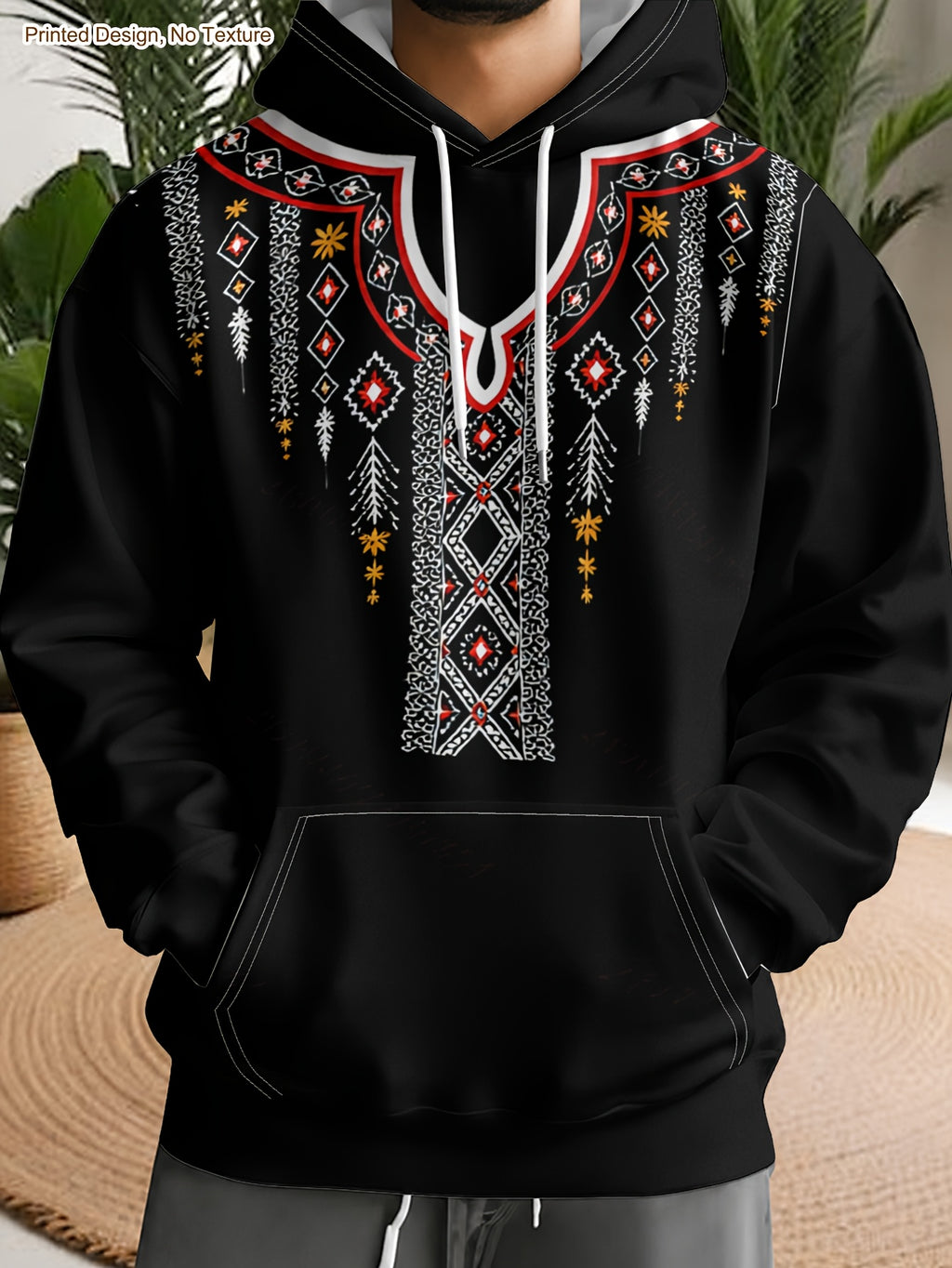 1 Men's Casual Printed Hoodie, Loose Fit with Drawstring and Pockets, Fashionable Drawstring Hoodie for Spring and Autumn - Mixed colors