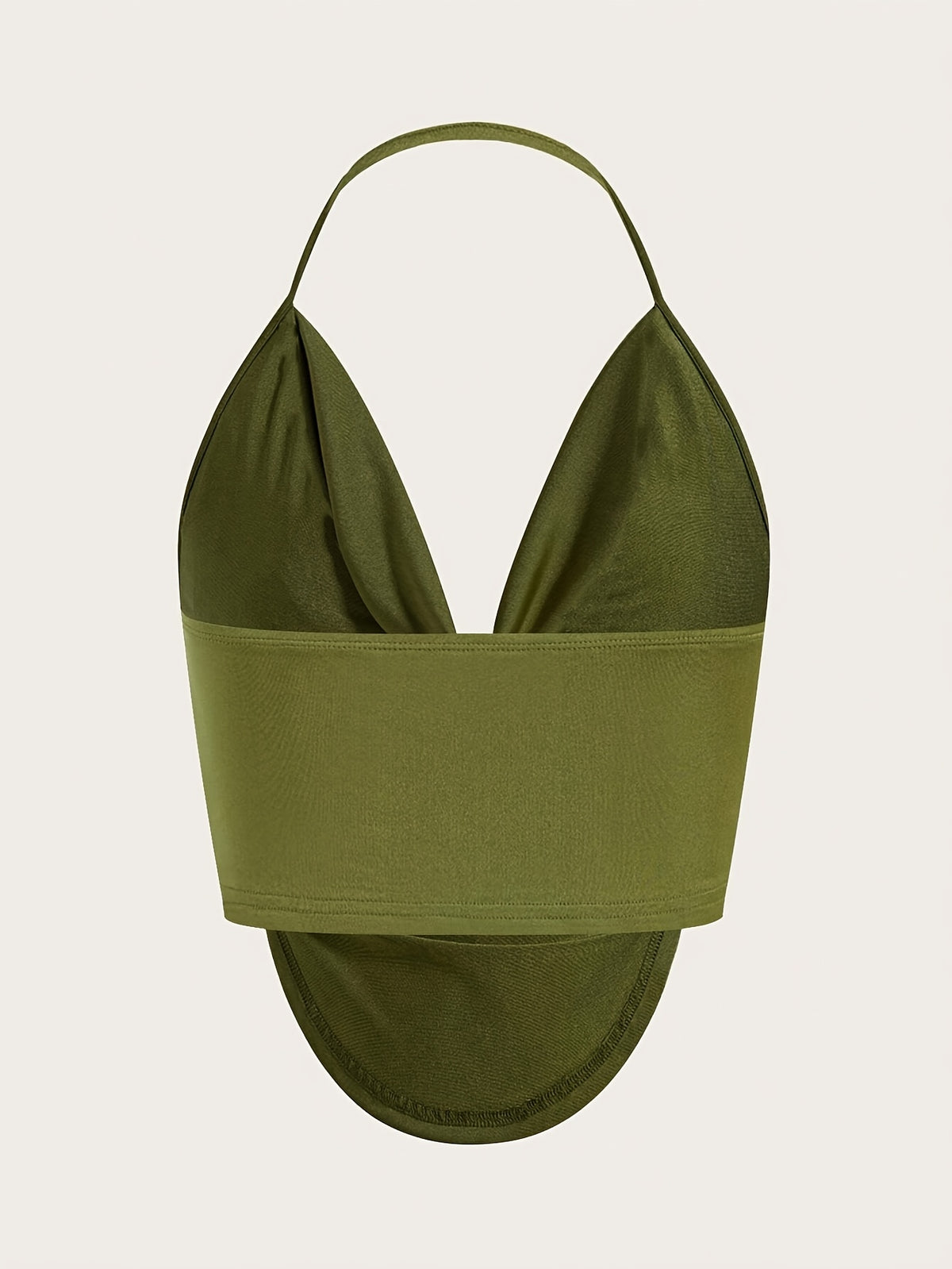 Women'S Stylish Halter Backless Tank Top - Olive Green