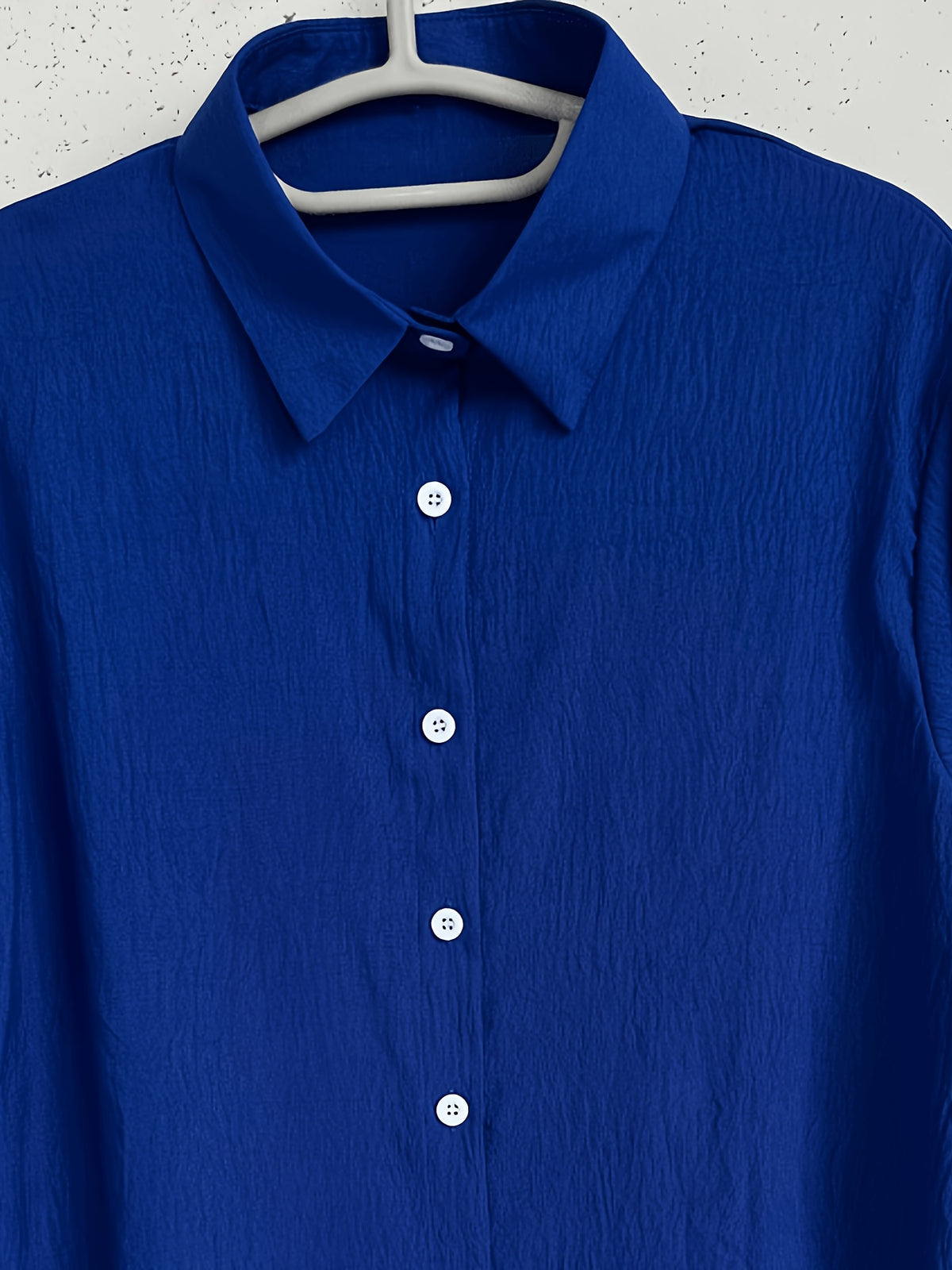 Women's Elegant Vacation-style Short-sleeve Top, Loose and Relaxed Shirt, Commuting Casual Literary Style, Figure-flattering, Daily Temperament Style, Loose and Draping, Breathable and Comfortable - Royal Blue