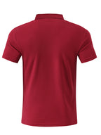 Breathable Fabric Summer Men'S Waffle Skinny Short Sleeve American Oversized Casual V-Neck Tie-Up T-Shirt - Burgundy
