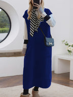 Women'S Bodycon Temperament Long Dress Outer Vest Long Dress Thick Elegant Ladylike Autumn Winter Korean Style Tank Top Sweater Dress Women'S Beautiful Ladylike Premium Skirt - Blue