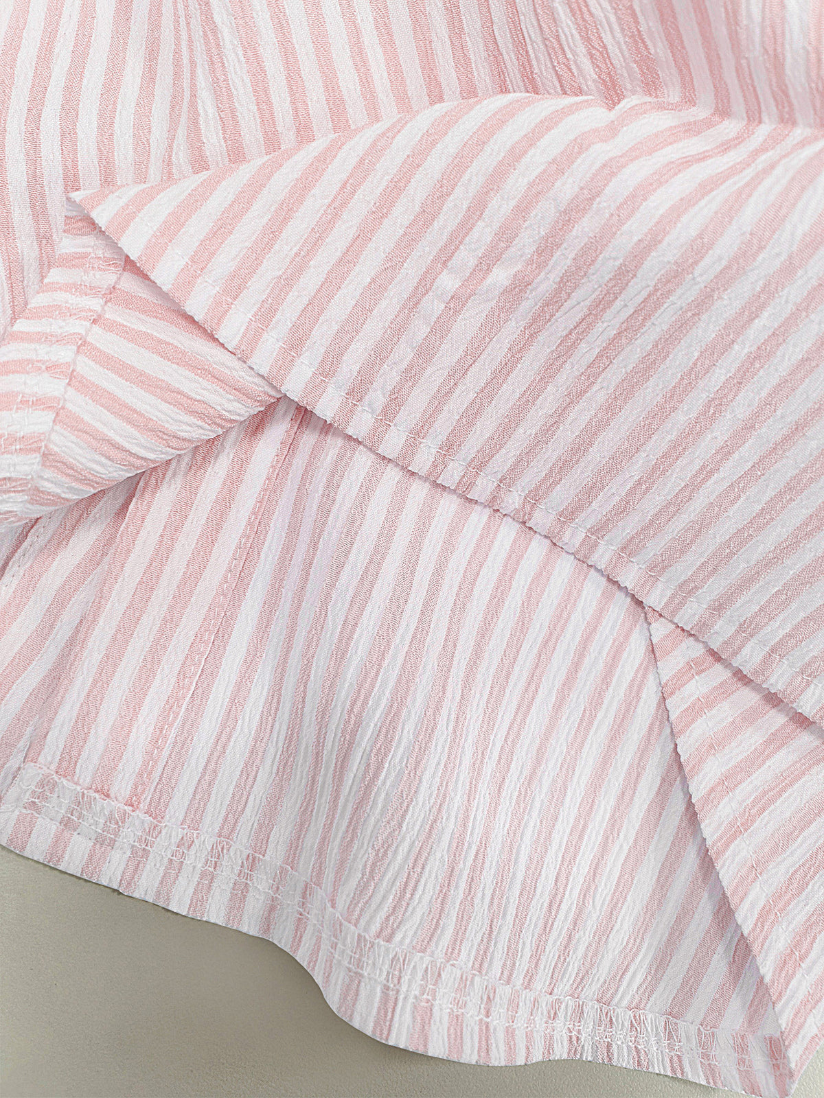 Men'S Striped Shirt Easy Print, Breathable Striped Summer Shirt, Stand-Up Collar Design Suitable for Beach Outings And Daily Casual, Beach Shirt, Outdoor Leisure, Soft Texture, Vacation Wear - Pink Color