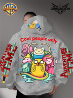 Warner Official Men'S Hoodie, Colorful Water Play Fun Anime Printed Design for All, Machine Washable, Warm And Casual for Autumn And Winter, Daily Drawstring Hoodie, Multi-Functional Sports And Leisure Loose Fit - Light Grey