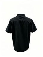 Men'S Summer Short-Sleeve Chef Uniform, Men'S Shirts, Jackets with Pockets, Polyester Fiber Material, Suitable for Hotel Kitchen Dessert Shops, Men'S Gifts - Black
