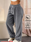 Plus Size Loose Comfortable Corduroy Casual Style Long Pants Home Pants Pants Wearable Outside - Grey