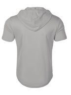 1 Men's Casual Henley Shirt, Men's Sportswear Fitness Hooded Short-Sleeve T-Shirt, Summer Hooded Sports Top T-Shirt - Light Grey