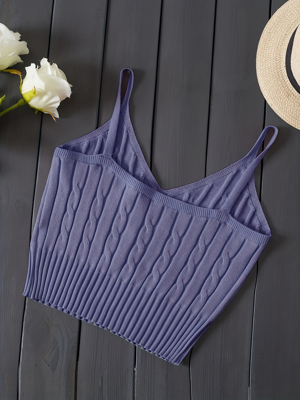Women'S Stretchy Tank Top - V-Neck Sleeveless Casual Vest with Ribbed Texture, Beige, Versatile for Layering or Standalone Outfits, Allseason Apparel | Vneck Design | Construction, Ladies Tank Tops - Purple