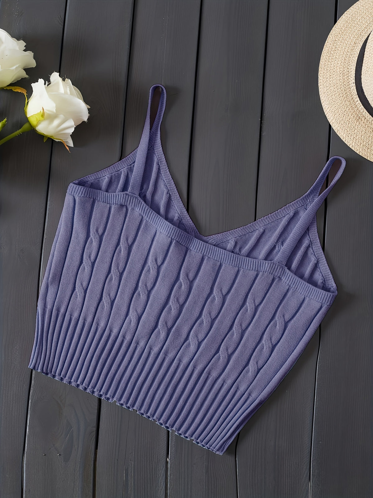 Women'S Stretchy Tank Top - V-Neck Sleeveless Casual Vest with Ribbed Texture, Beige, Versatile for Layering or Standalone Outfits, Allseason Apparel | Vneck Design | Construction, Ladies Tank Tops - Purple