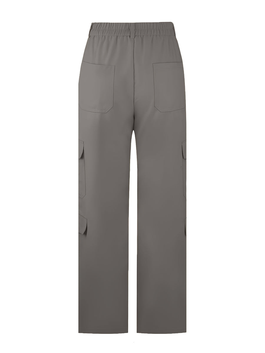 Street Commuter Distressed Multi-Pocket Cargo Pants for Outing, Home, and Casual Wear - Grey