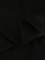 2pcs Set: Mid-length Hooded Zip-up Cardigan + High-waisted Drapey Wide-leg Pants - Black