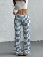 Women's Wide- Trousers - Wide- Pants with Striped, Wide-Legged Trousers Suitable for Spring/Summer, Machine Washable Elegant Wide Pants for, Casual & Semi-Formal Wear, Non- Wide Trousers - Sky Blue