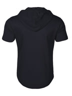 1 Men's Casual Henley Shirt, Men's Sportswear Fitness Hooded Short-Sleeve T-Shirt, Summer Hooded Sports Top T-Shirt - Black