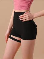 Women's Fashionable Casual Sexy Workwear Shorts, High-Waist and Three-Quarter Pants, Peach Butt S Hot Shorts, Stylish Women's Shorts - Black
