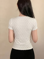 Women's Elegant Polka Dot Print Pleated V-Neck Sleeveless Casual Tank Top, Summer Style