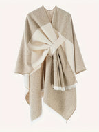 New Striped Asymmetrical Shawl Coat, Perfect Autumn Gift for Women - Beige