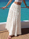 Women's Bohemian Floral Print Maxi Dress with Ruffle Hem & - Loose Fit Midi to Maxi Length Dress Suitable for Vacation, Weddings, Casual Outfits, Spring Summer Dress - Red And White