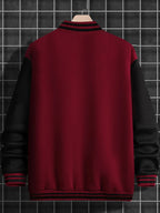 Men's Essential New Baseball Jacket: Color-Block Varsity Style New York Los Angeles Series Printed Jacket - Polyester, Baseball Collar, Pockets - 8 Colors Available for All Seasons, Versatile Fashion for Parties, Outings, and Outdoor Sports - Burgundy