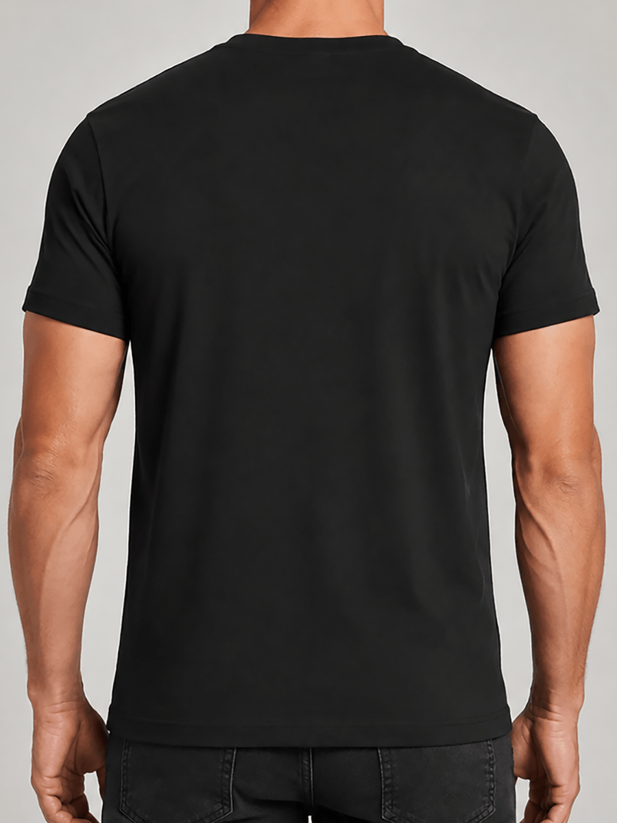 7pcs Men's Pure Cotton Short-sleeved T-shirts, Available in Black and White, Featuring Pure Color, Round Neck, Lightweight, Comfortable, Washable, and Breathable Tops, Suitable for Daily Casual Wear, Sports, Outdoor Hiking, and Work Attire - Black 7pcs