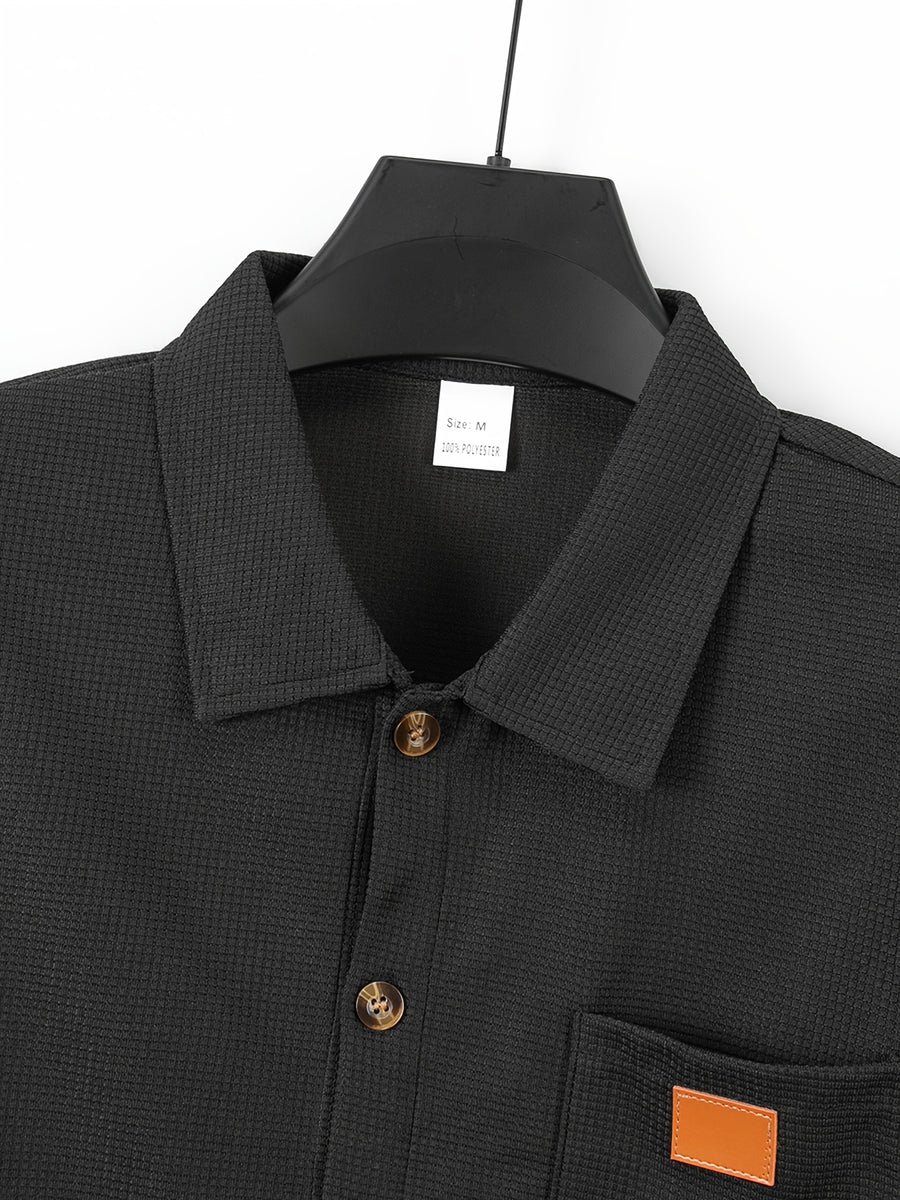 Men'S 3pcs Long Sleeve Shirt Set, Contrast Collar Faux Pocket Pullover Top, Casual Slim Fit Spring Autumn Daily Wear Shirt, Men'S Multi-Piece Outdoor Business Casual Attire - Multicolor 6