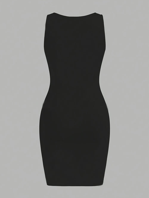 "MILANO" Printed Vest Dress, Summer Casual and Sexy Sleeveless Dress, Women's Clothing - Black