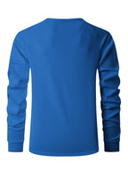 Josh Mei'S Selected Men'S Casual American Style Spring And Autumn Thin Waffle Grid Button-Up Quick-Dry Raglan Henley T-Shirt Long Sleeve - Royal Blue