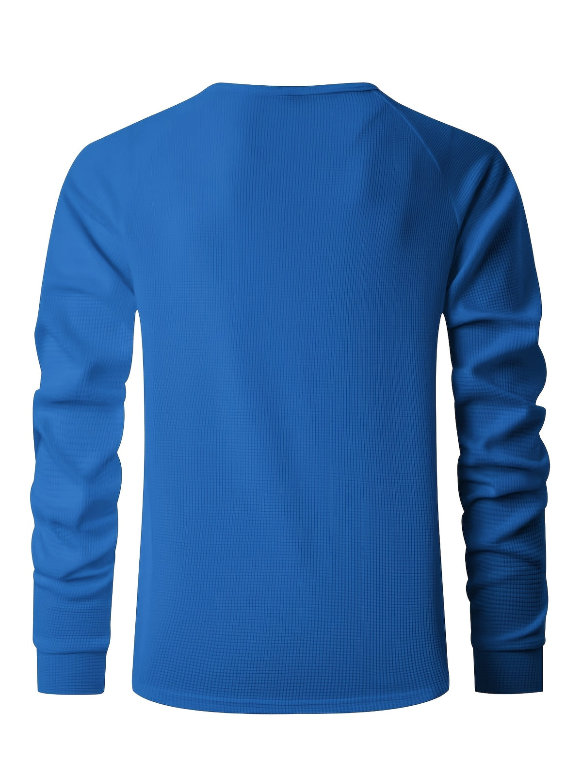 Josh Mei'S Selected Men'S Casual American Style Spring And Autumn Thin Waffle Grid Button-Up Quick-Dry Raglan Henley T-Shirt Long Sleeve - Royal Blue