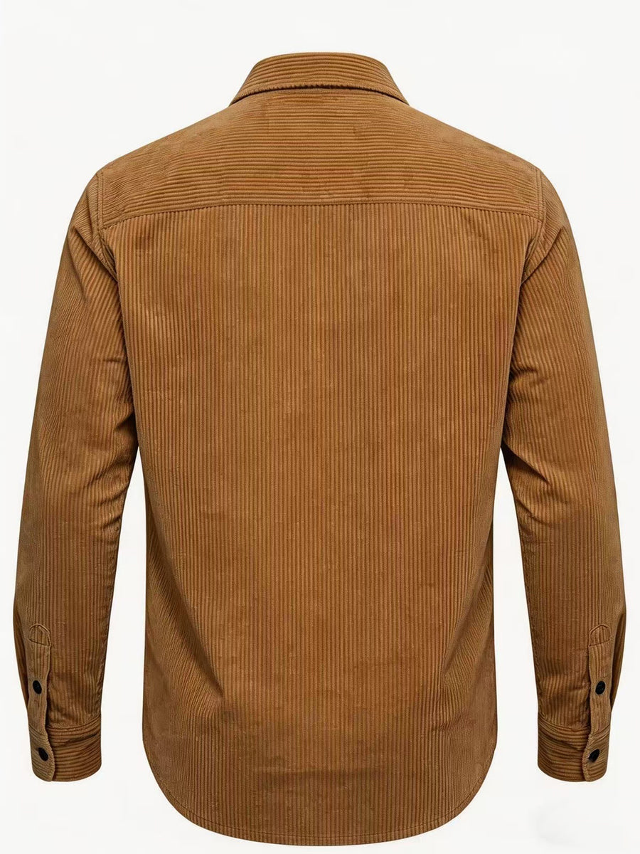Men'S Fashion Versatile Casual Long-Sleeve Shirt, Multiple Colors Available, Pocket Design Corduroy Top Shirt Jacket - Coffee Color
